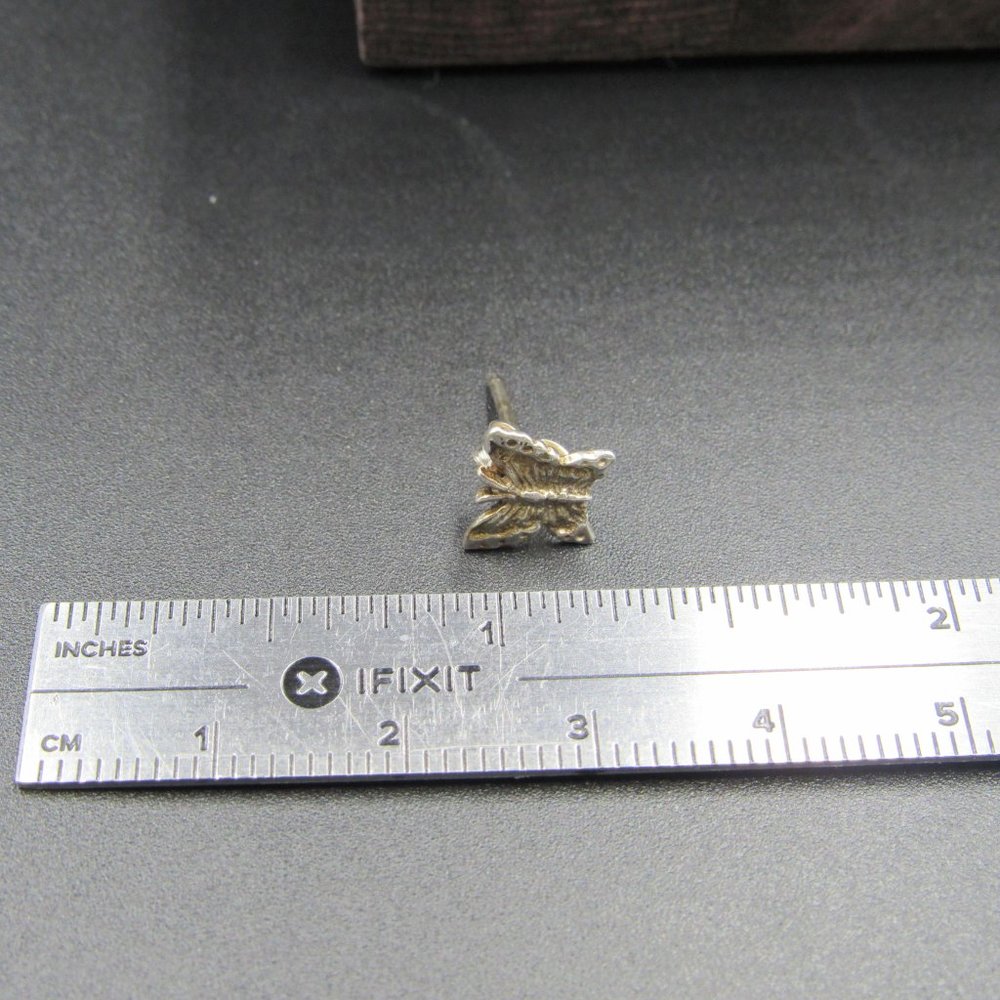 Sterling Tiny Butterfly Rustic Stud Earrings - image 5